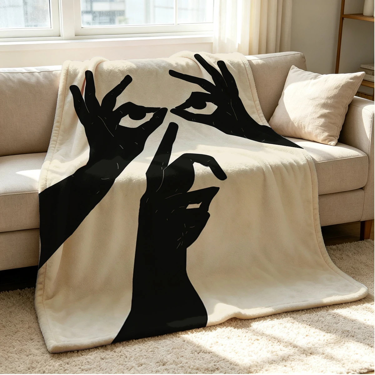 Eye Gesture Flannel Blanket Warm Soft Halloween Christmas Couch Warm Cozy Decorative Decor Gift for All Season
