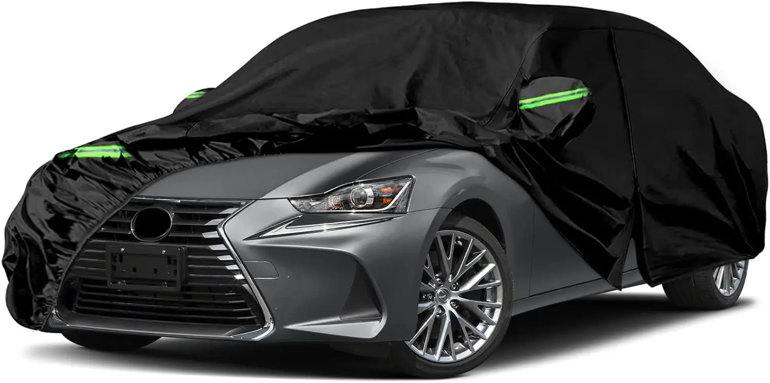 

Водонепроницаемый всепогодный чехол для автомобиля с дверью на молнии и ветрозащитными лентами для защиты от снега, дождя и пыли, подходит для моделей 2005-2025 годов