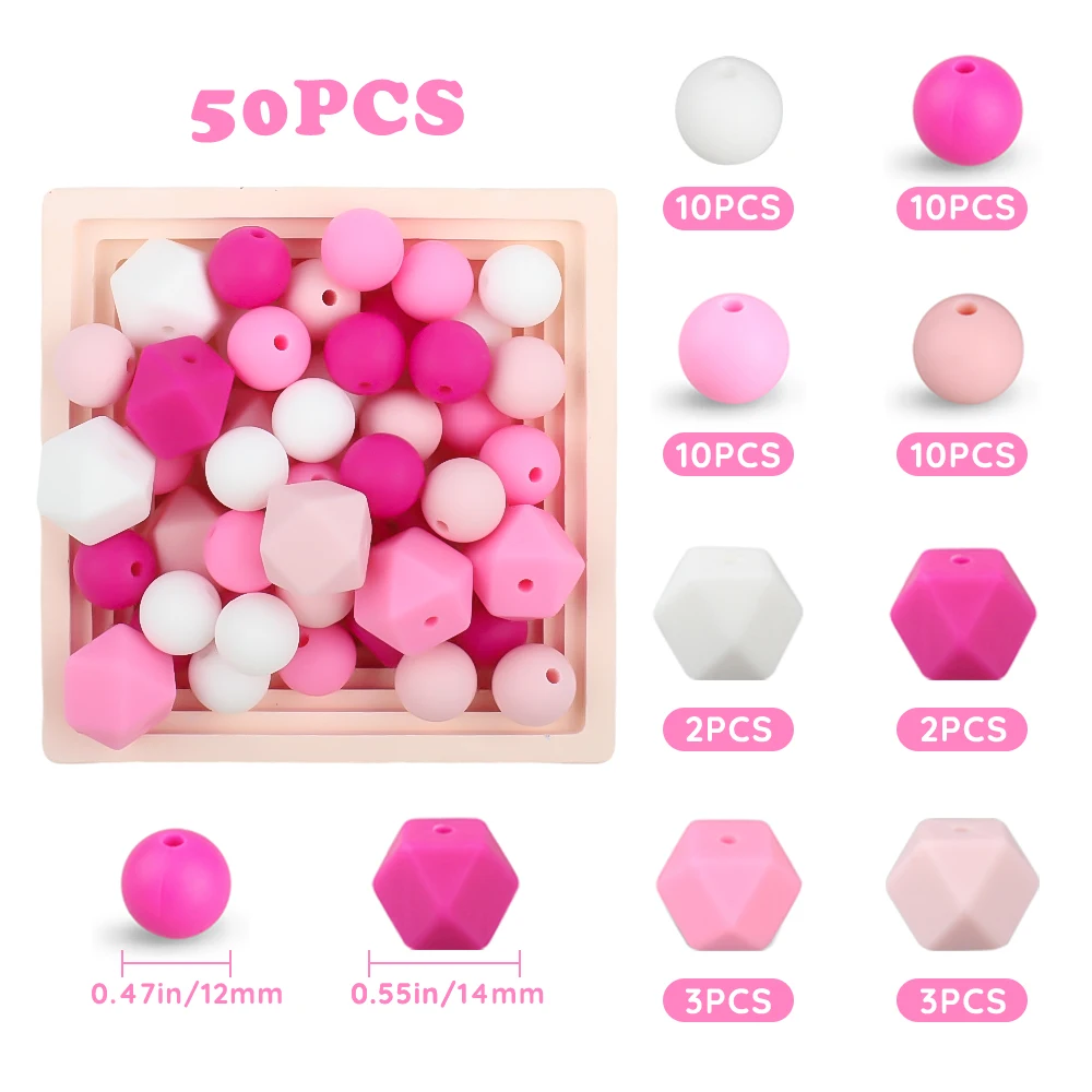 

14Mm Hexagon Silicone Beads Set Baby Teething Diy Pacifier Chain Baby Teether Beads Baby Product Eco Friendly Bpa Free