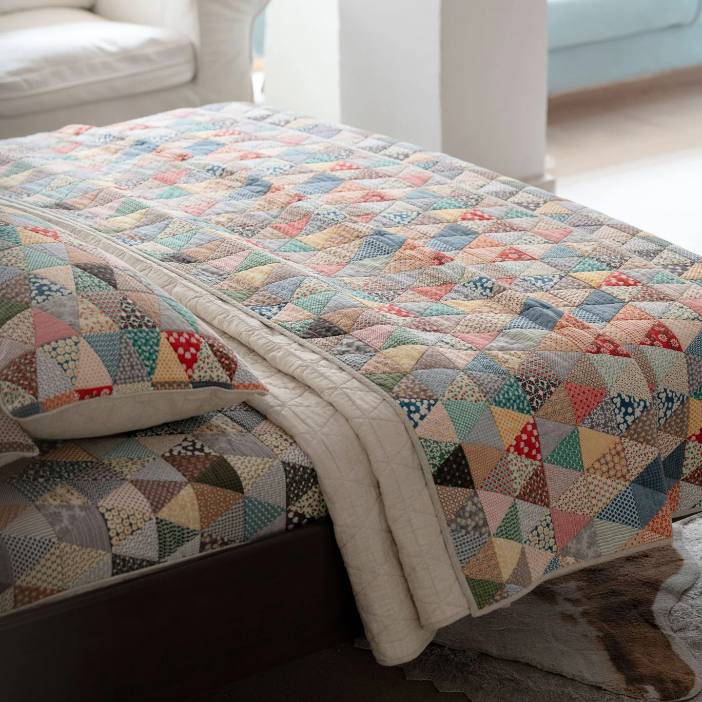 Country Style 3-Piece Quilt Set 200x230 Cm Lightweight Cotton Bedspread Coverlet for Kids Boys & Girls All Season Sofa Blanket