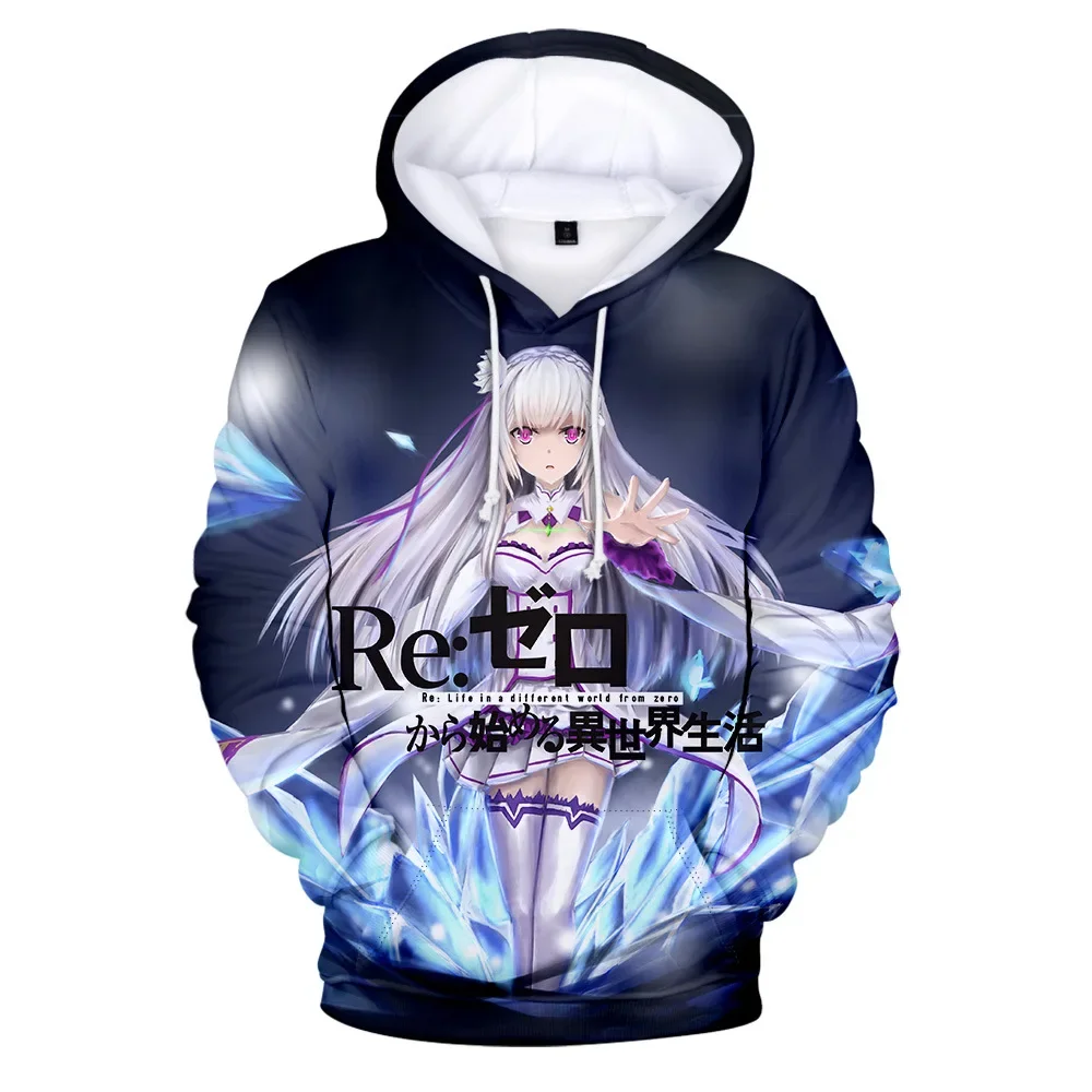 

2024 Re:Life in a different world from zero Kids 3D Hoodie Pullover Men/Women Sweatshirt Harajuku Re zero Streetwear Men's Tops