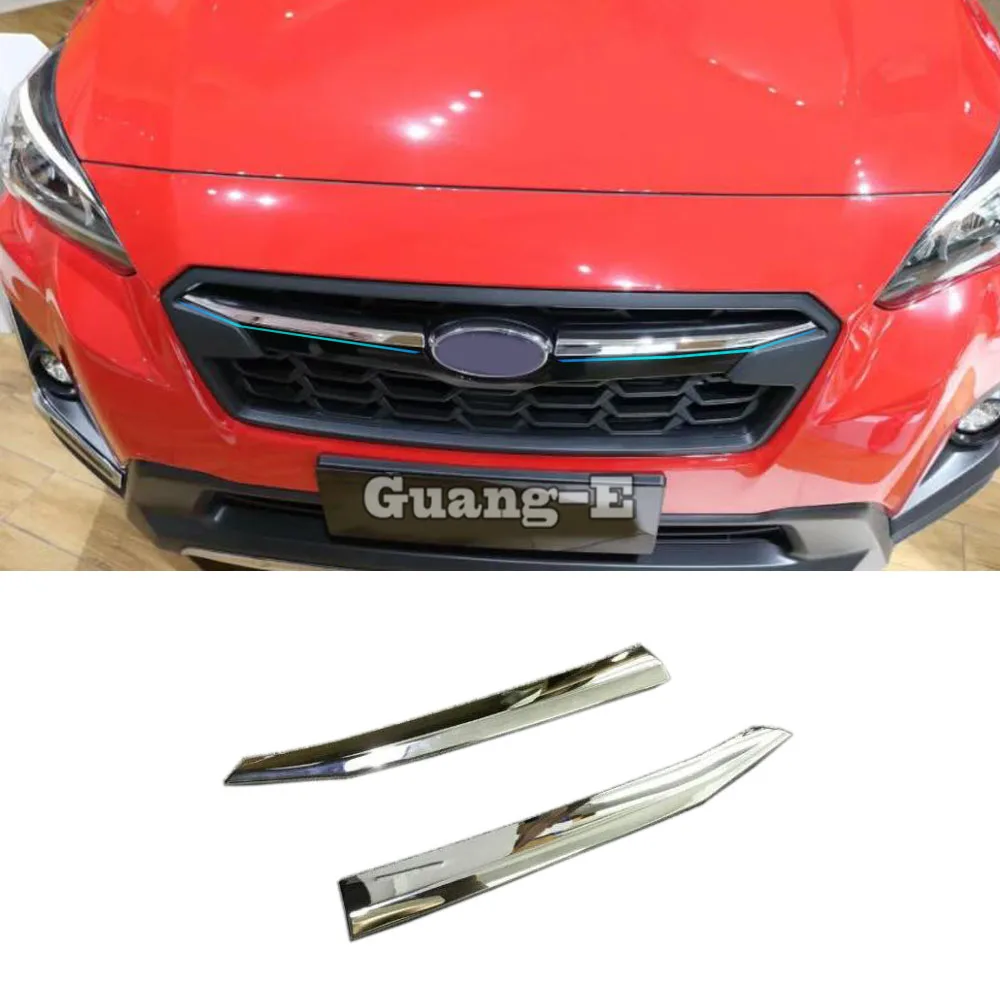 

For SUBARU XV 2018 2019 2020 2021 2022 Styling Body Protect Detector ABS Chrome Trim Front Up Head Grid Grill Grille Panel 2pcs