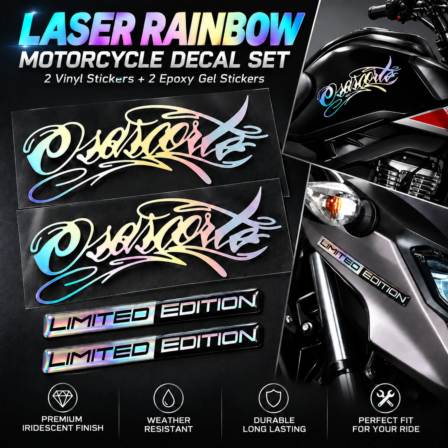 Motorcycle Sticker Kit 2 Osascorte Vinyls 2 3D Epoxy Gel Limited Edition