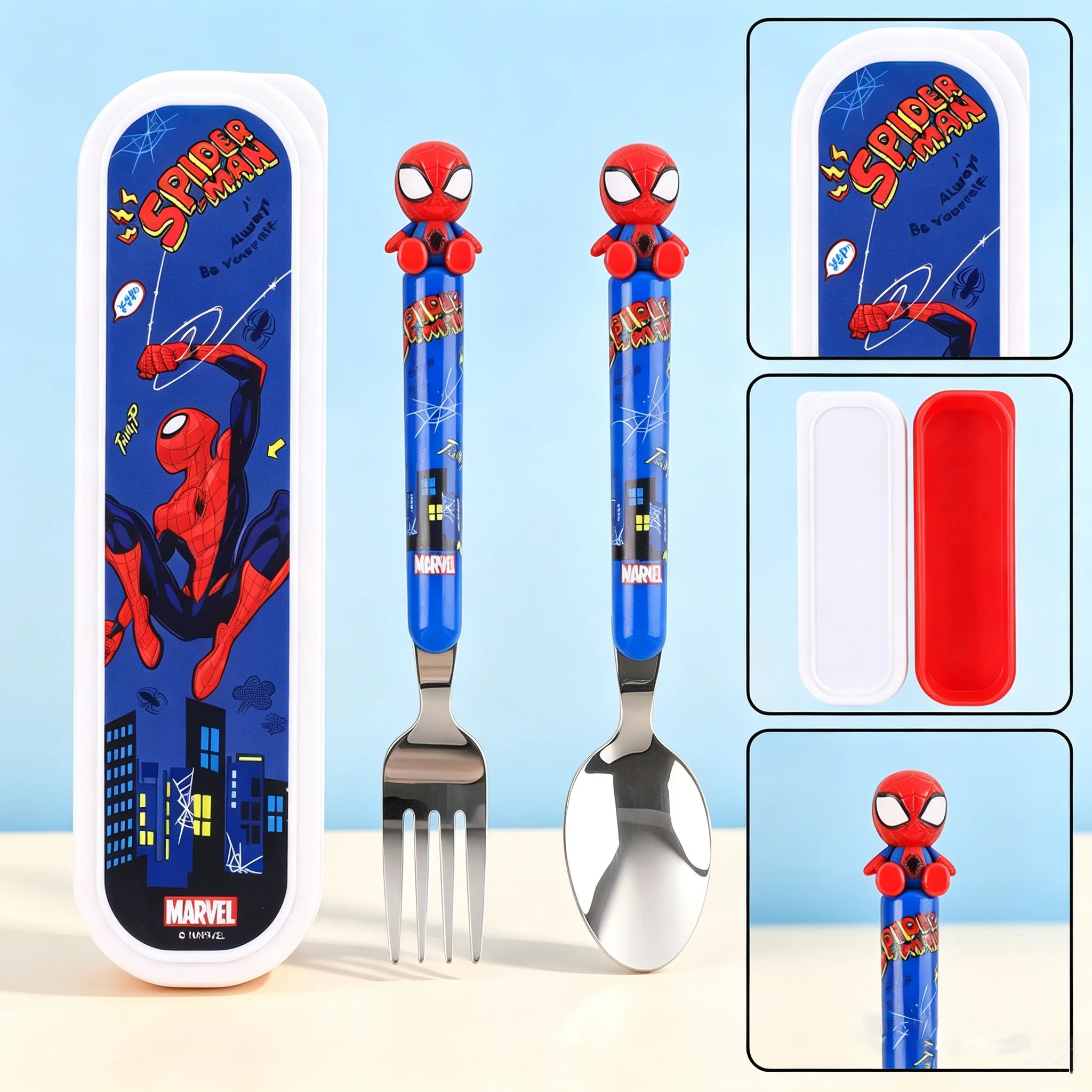 Spider-Man Cutlery Set Spoon Fork Tableware Stainless Steel Dining Utensils Character Gift for Fans Birthday Holiday image 2