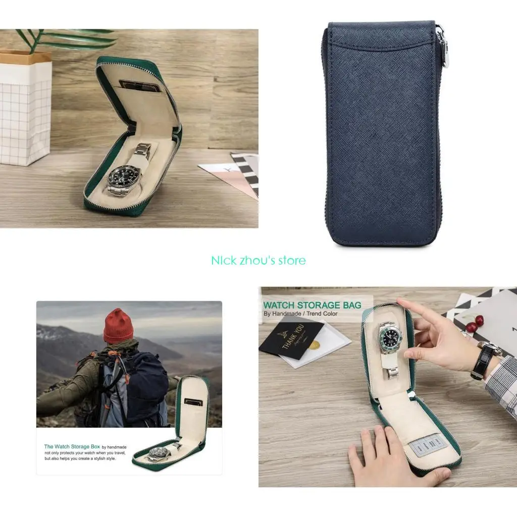 

E15E Stylish Leather Watch Travel Case Portable Pattern Storage Box Accessory