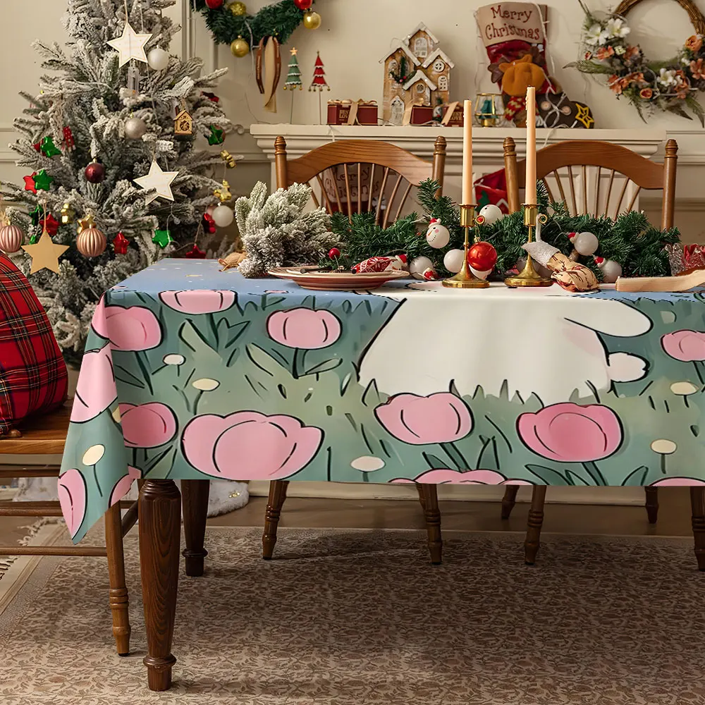 Bunny Garden Waterproof table cloth, splash-proof tablecloth, for party, Halloween, Christmas, dining, camping