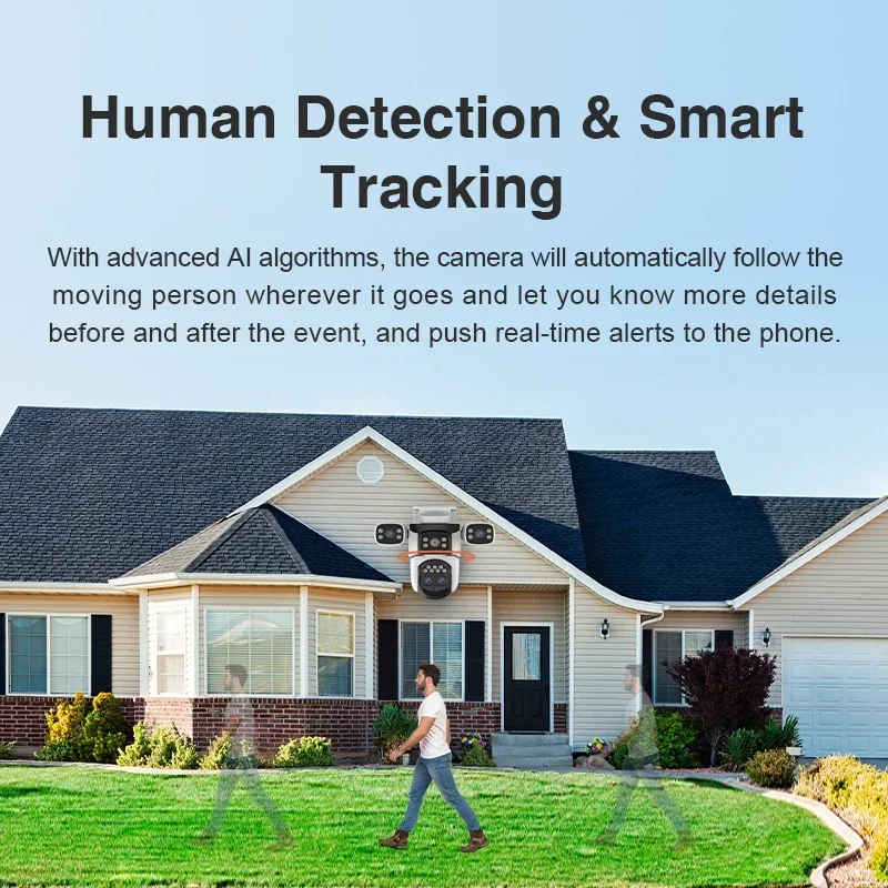 PEGATISAN 20MP 10K 10X Zoom أربع شاشات واي فاي كاميرا IP لاسلكية في الهواء الطلق أربعة عدسة PTZ كاميرات مراقبة تتبع السيارات البشرية