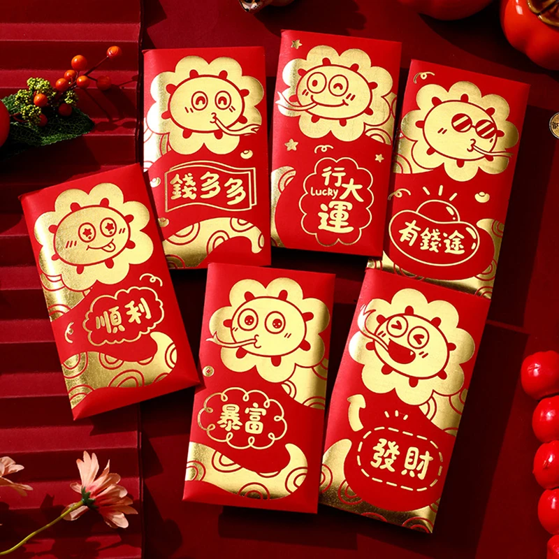 6Pcs 2025 Snake Year Spring Festival Red Envelopes Chinese Style New Year Lucky Money Bag Blessing Red Packets