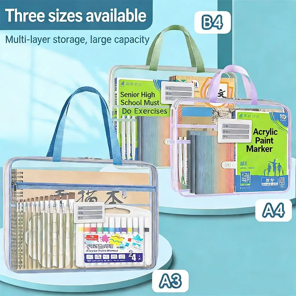 Nylon Mesh Mesh Zipper Pouch Bag A3 Transparent Transparent File Bag Large Capacity Thickened Document Bag - view 5