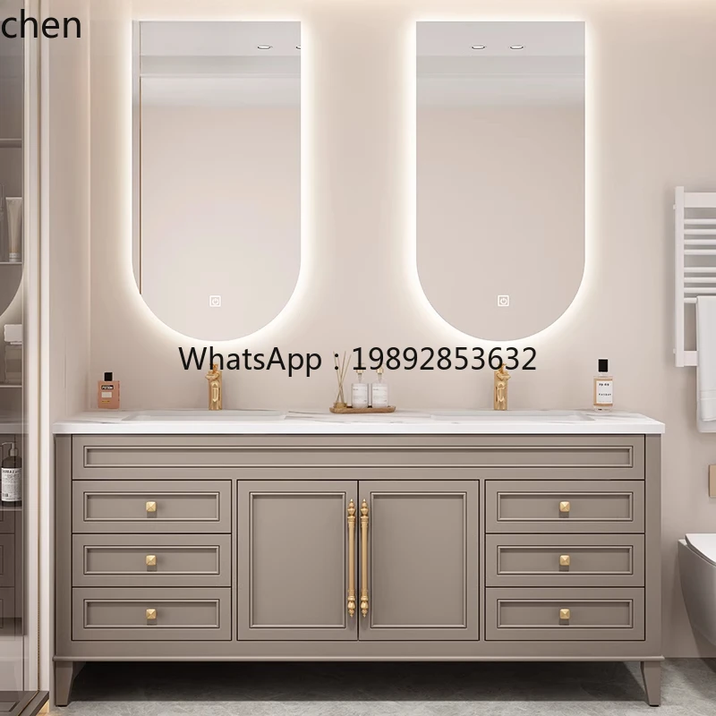 

Double Basin Bathroom Cabinet Set Freestanding Simple Smart Double Washstand Cabinet