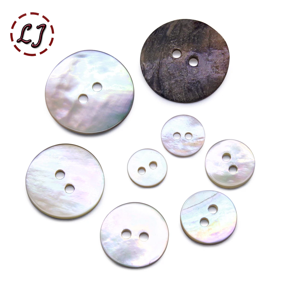 30pcs/lot of shell buttons, new colored pearl shells, circular 2-hole buttons, clothing sewing accessories DIY