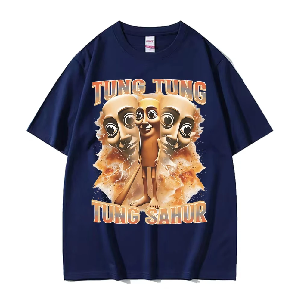 Tung Tung Tung Sahur Funny Baseball Bat Meme T Shirt Unisex Vintage Humor Short Sleeve T-shirts Men Oversized Pure Cotton Tshirt