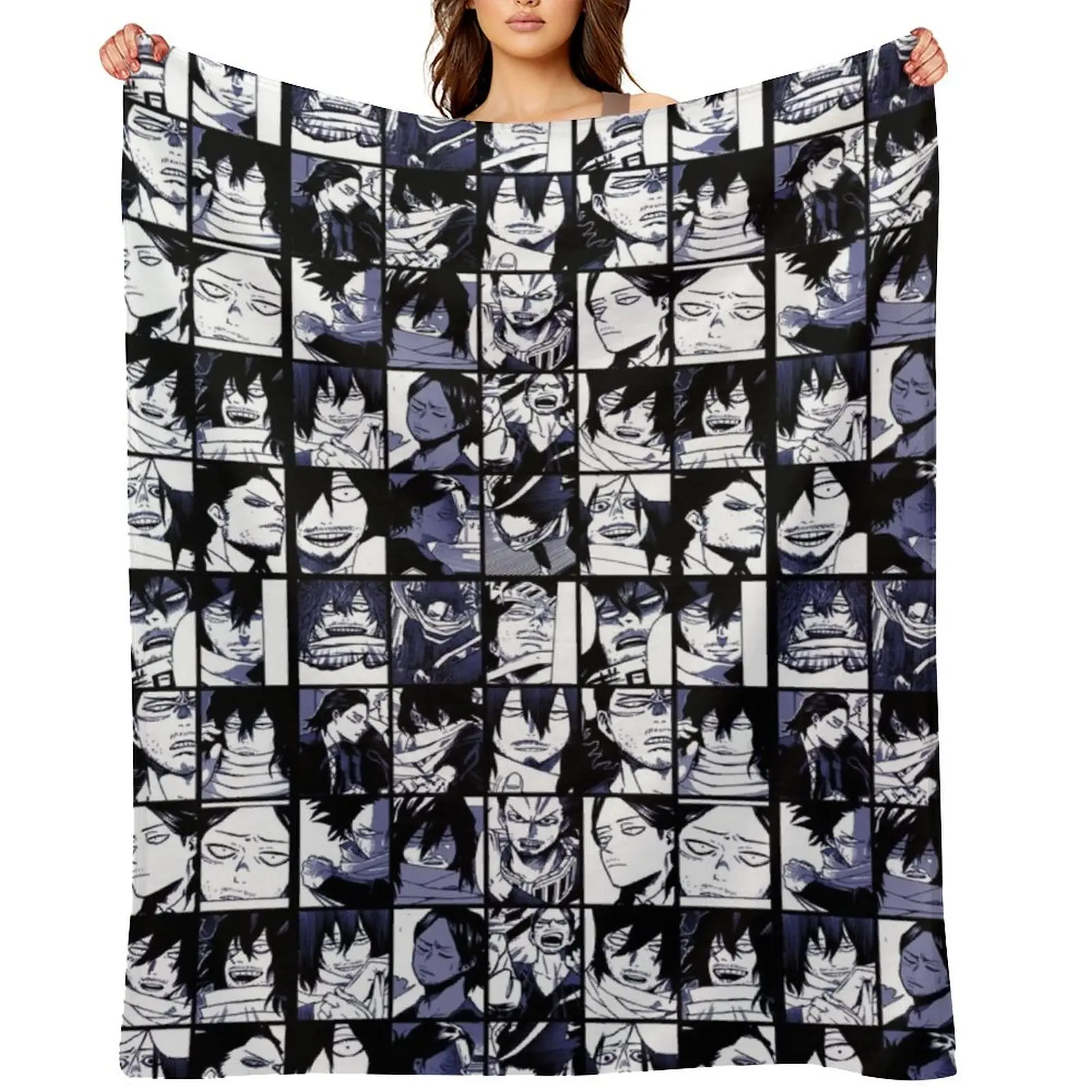 

Aizawa Shota Collage Throw Blanket cosplay anime Soft Plaid warm winter Soft Blankets