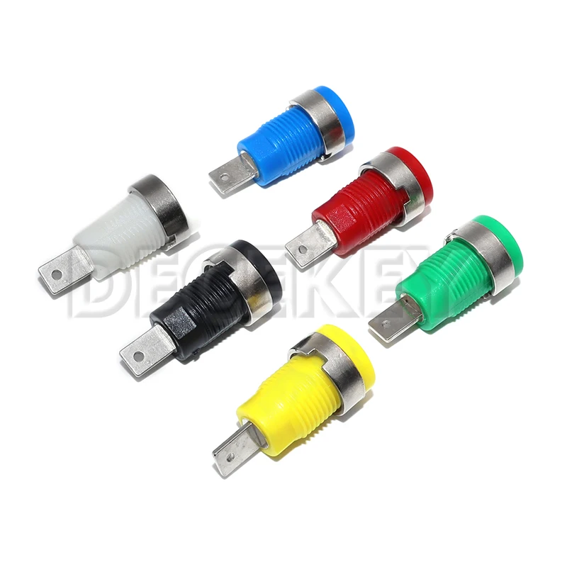 5PCS 4MM Banana Plugs Female Jack Socket Plug Wire Connector 5 Colors Each 1PCS Multimeter Socket Banana Head Female