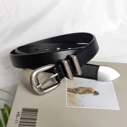 Simple Design Women Full-grain Leather Belts Men Jeans Belt Silver Metal Buckle Ceintures Real Cowskin Adult Unisex Cinto Belt