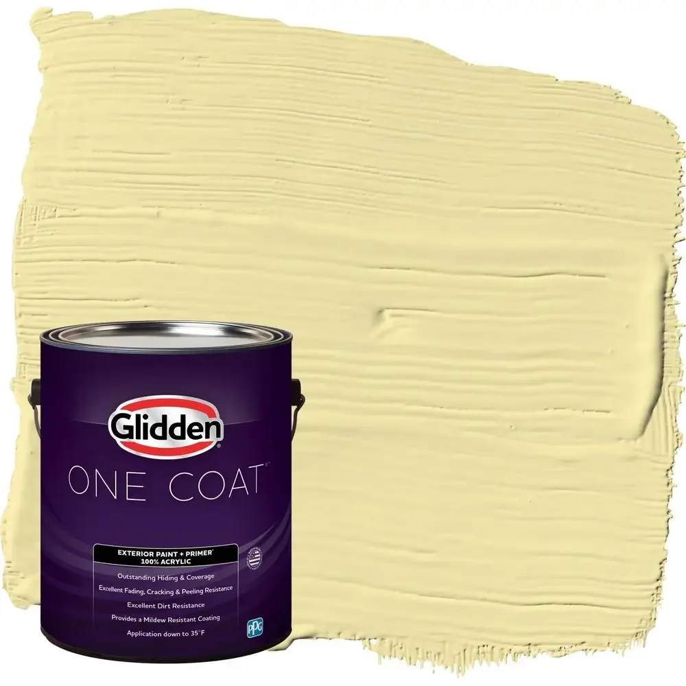 One Coat Exterior Paint & Primer Turning Oakleaf/Yellow 1 Gal Satin UV Protection Mildew Resistant Fade & Crack Resistant 100%