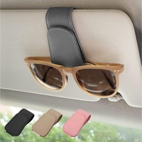 2 Pack Magnetic Leather Sunglass Holder Eyeglass Hanger Clip for Car Sun Visor for Different Size Eyeglasses PH295