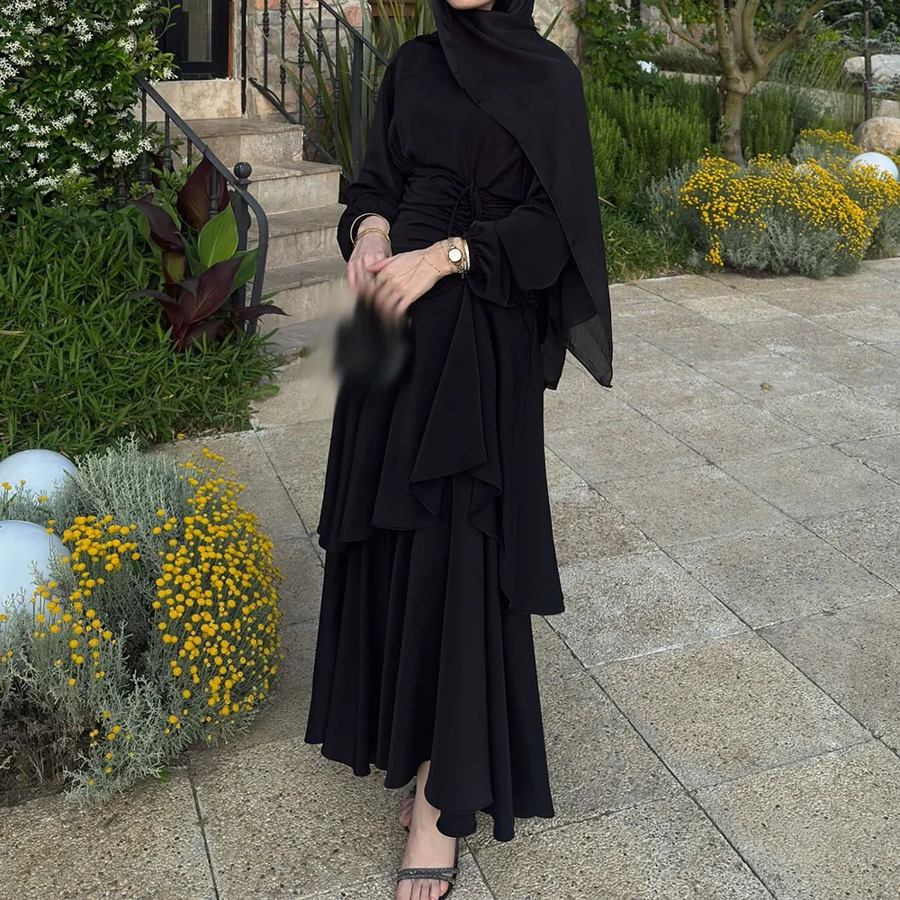 

Индивидуальные платья для выпускного вечера трапециевидной формы длиной до щиколотки с высоким воротом и длинными рукавами Вечернее платье Модное простое драпированное повседневное вечернее платье на шнуровке