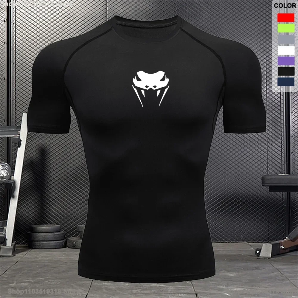 Men's Summer Short-sleeved Breathable Casual Outdoor Sports Tight Compression Shirt Gym Fitness Cycling Stretch T-shirt S-3XL