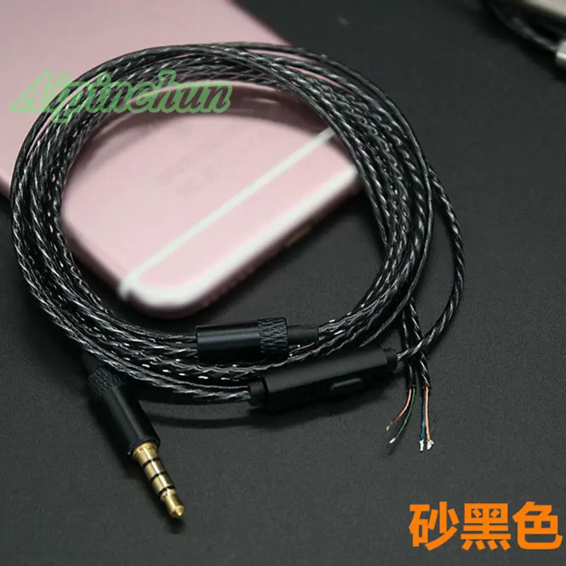Aipinchun 3,5mm 4-Pole DIY Kopfhörer Audio Kabel mit Mic Reparatur Ersatz Kopfhörer 18 Kupfer Core Draht 125 cm Länge AA0201