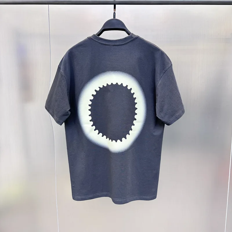 Summer Cool and Simple Circled Gear Short Sleeve Casual Loose T-shirt Pullover for Men