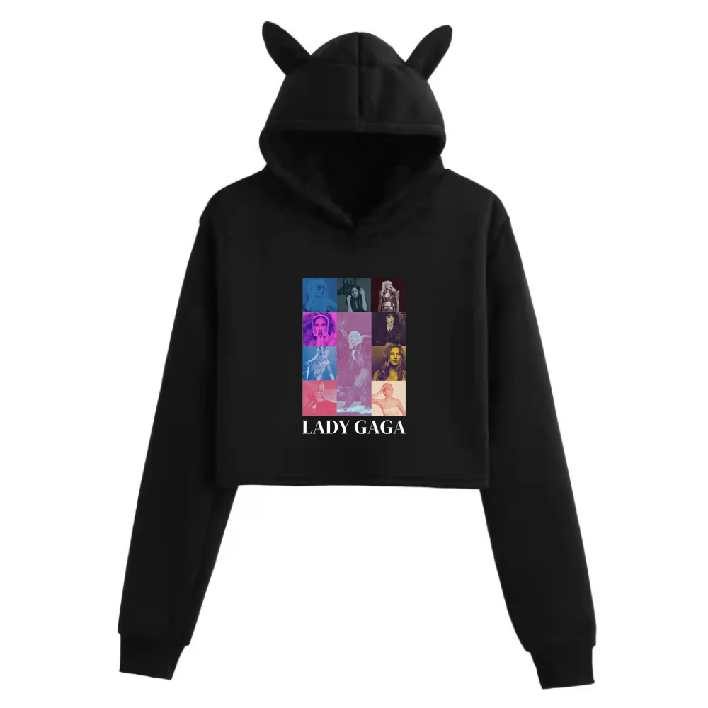 

Lady Gaga Hoodie 2024 Girls Fashion Casual Hoodie Cat Ears Long Regular Sleeve Printing Music Fans Gift Clothing