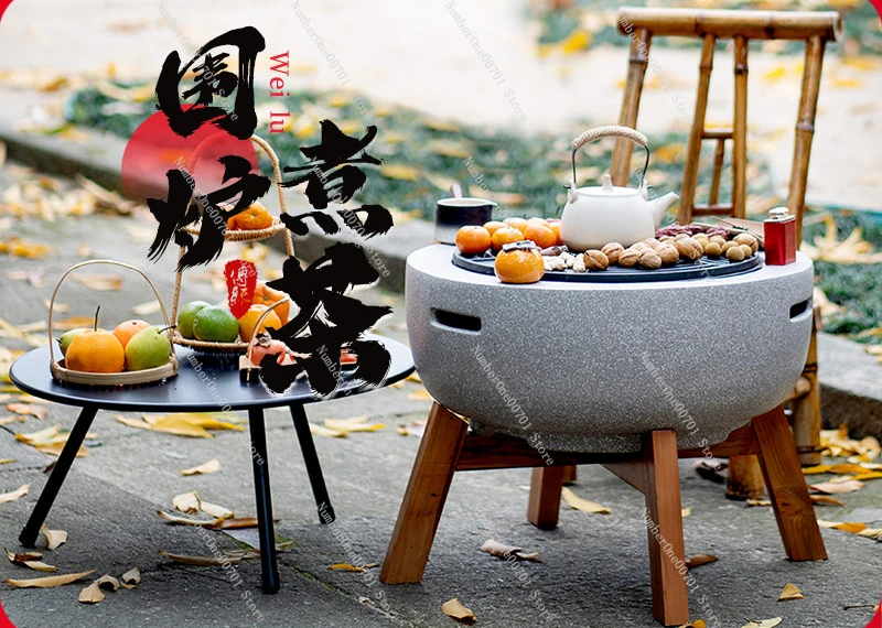 Outdoor Barbecue Grill, Balcony Electric Baking Pan, Heating Stove, Electric Charcoal, Dual-Purpose Enclosure Stove to Make Tea