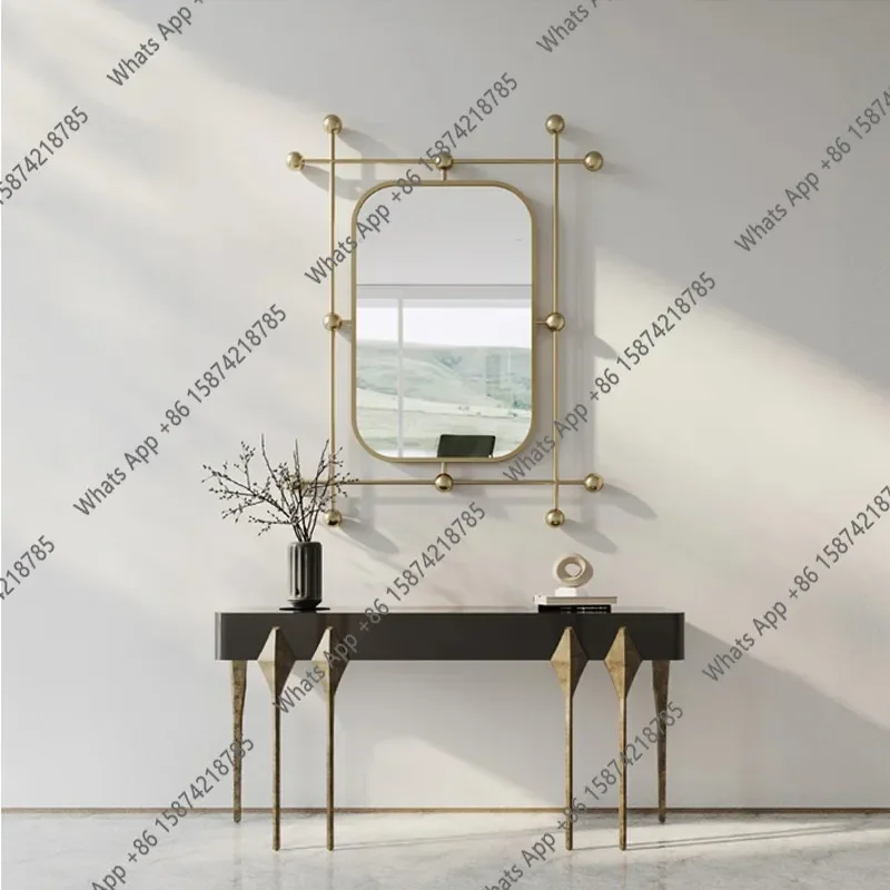 Comb Table Soft Mirror Self-adhesive Hanging Cutting Bathroom Makeup Mirror High-end Wall Square Aluminum Frame X
