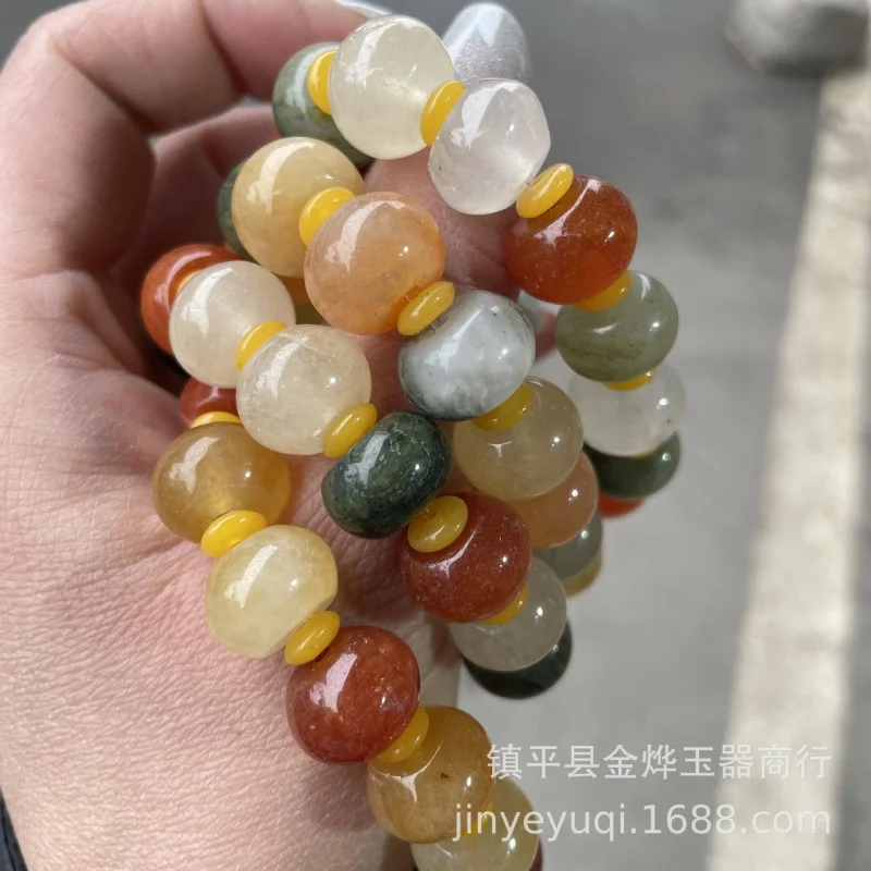 

Gold Jade Drum Multi-Treasure Beads Bracelet Live Studio Jewelry Wholesale