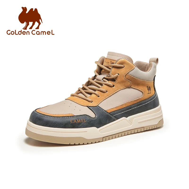 GOLDEN CAMEL Men's Sports Shoes 2023 Spring Plus Velvet Cotton High-top Boots Trendy Luxury Casual Skateboarding Shoes for Men