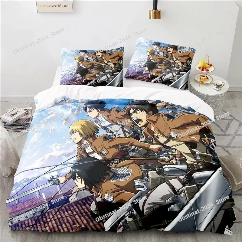 Japan Attack on Titan 3d Duvet Cover Sets Printed Bedding Set Pillowcase Twin Full Queen King Size Linen Bedclothes Dropshipping