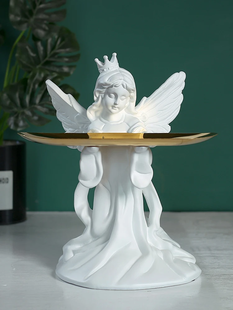 

Retro creative European resin girl angel sculpture tray desktop ornament home model room decoration