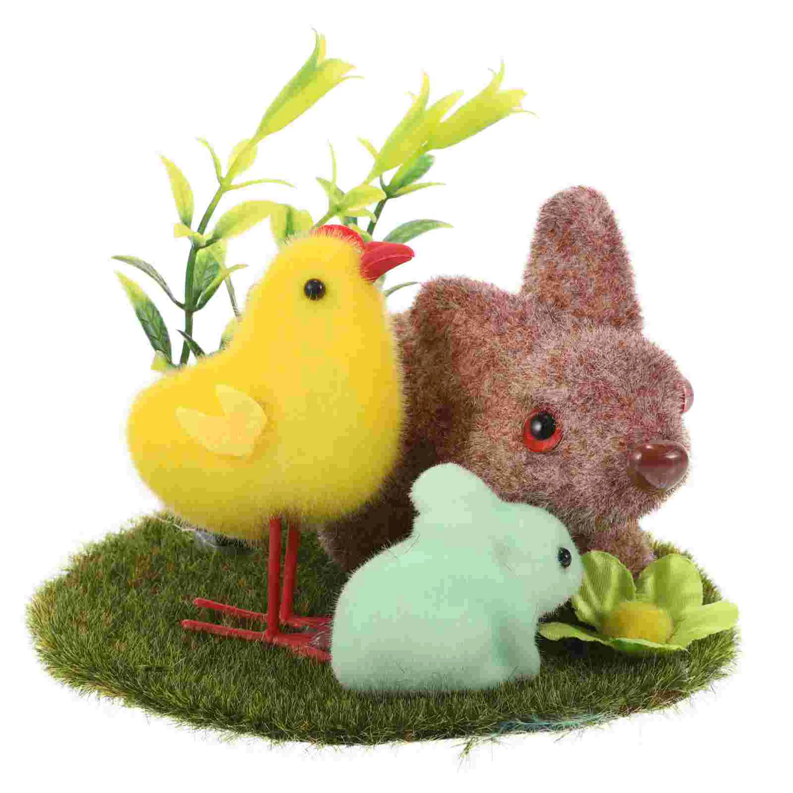 

Easter Decorations Moss Bunny Kids Gifts Ornaments Small Flocking Rabbit Action Figurine Funny For Garden Office Toy