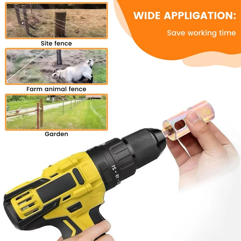 ABJI-11 Gauge Twist Ties EZ Drill Chuck Tool, Stainless Steel Drill Truck Twist Ties Tool For Easy Fence Wire Making
