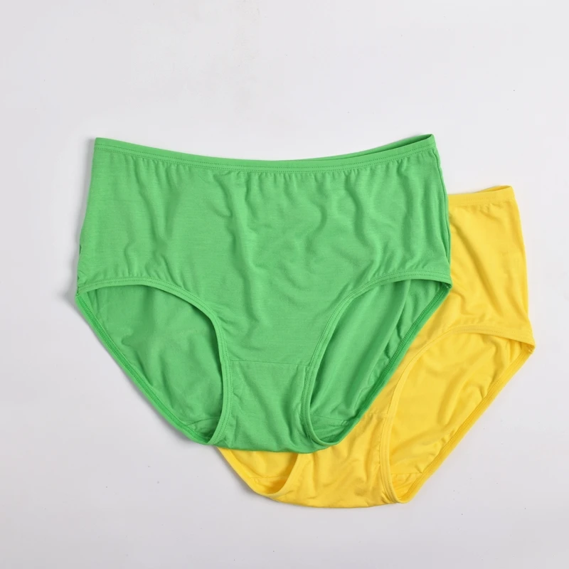 Mid Waist Women's Underwear Modal Cotton Girl Plus Size 2XL Briefs Solid Color Panties Comfortable and Simple Green Yellow Pants