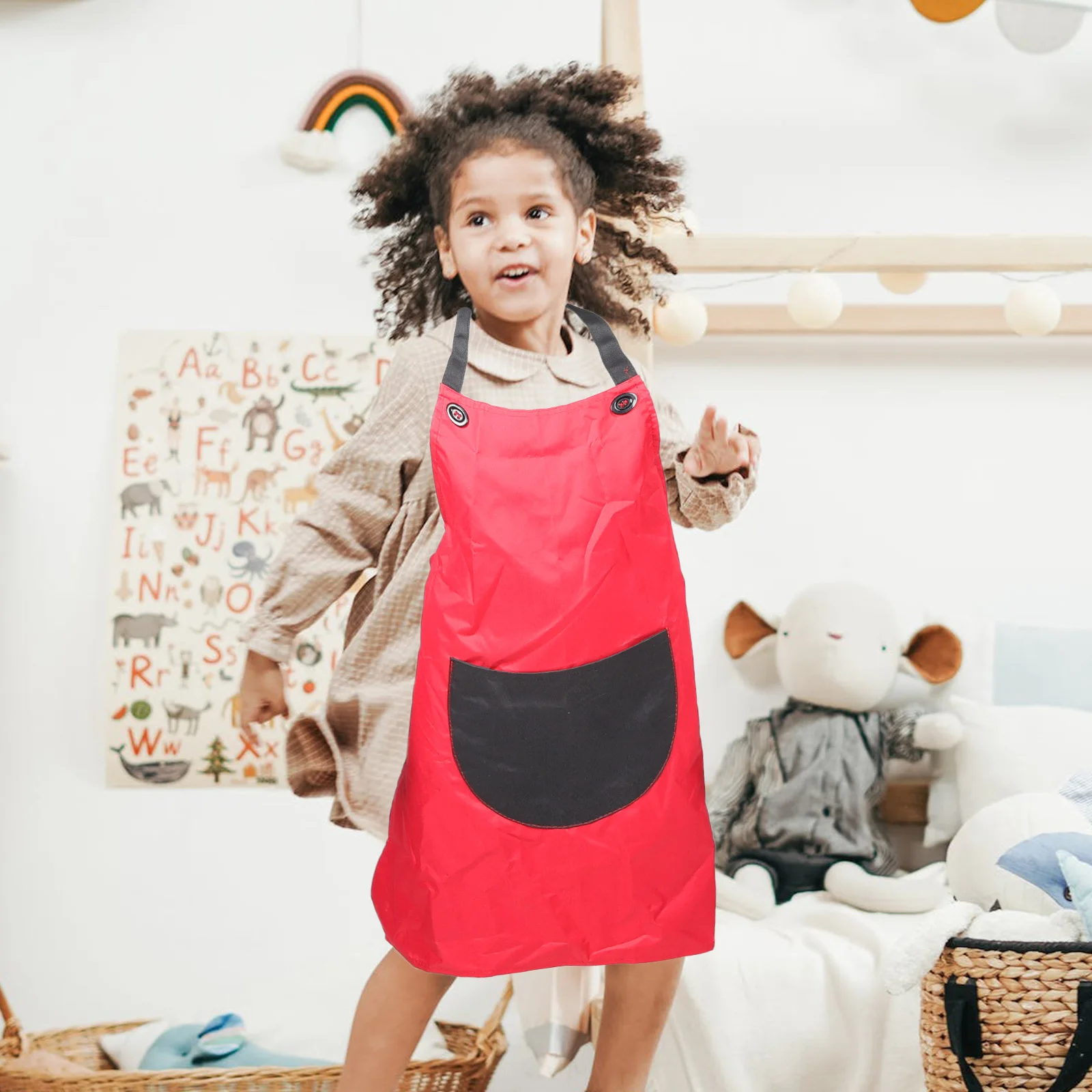 

Painting Apron Waterproof With Pocket For 8-12 Years Old Red Reusable Art Aprons Cooking Grilling Outdoor