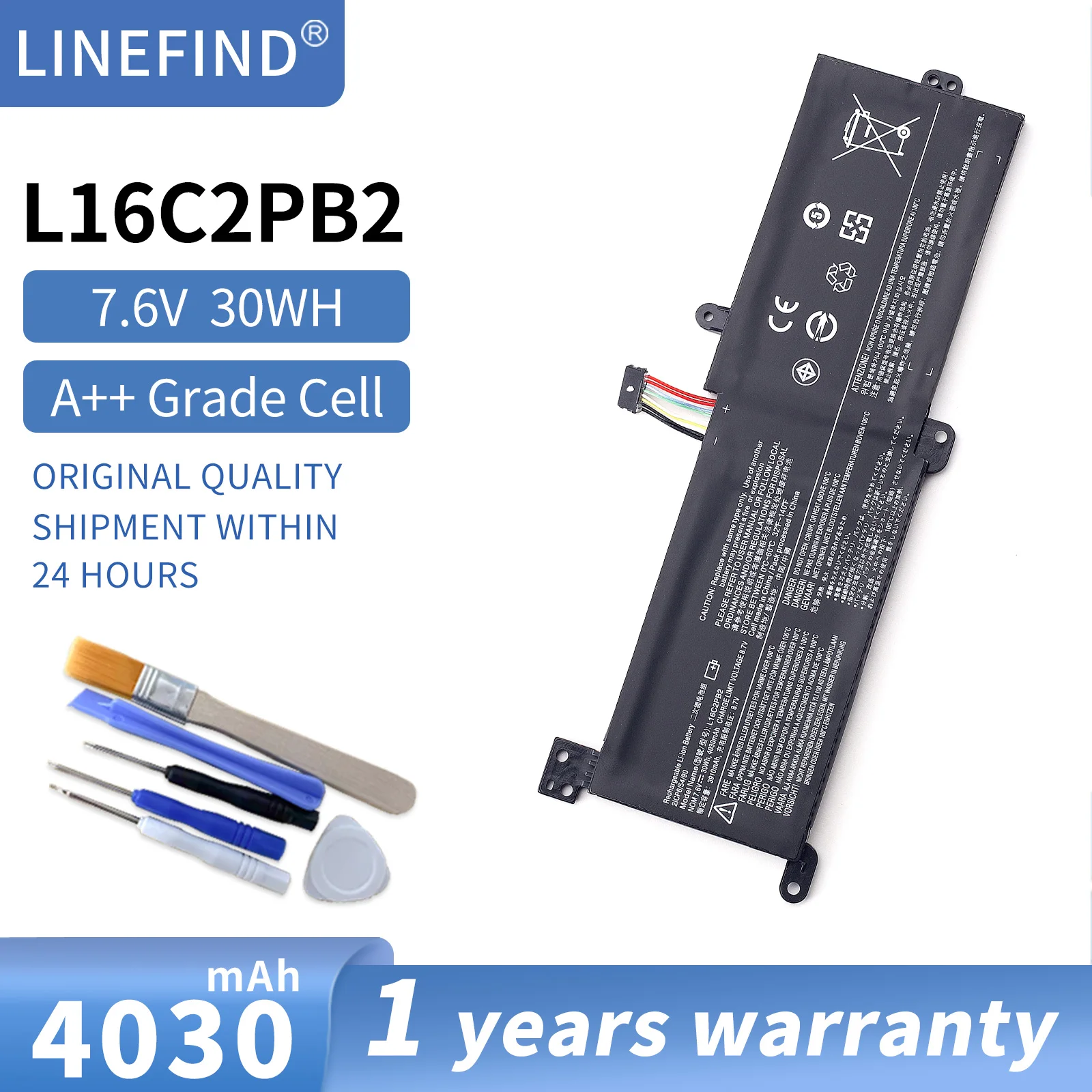 L16C2PB2 L16L2PB2 L16S2PB2 Laptop Battery For Lenovo IdeaPad 320-14IAP 320-15AST XIAOXIN 5000-15 L16C2PB2 7.6V 30WH