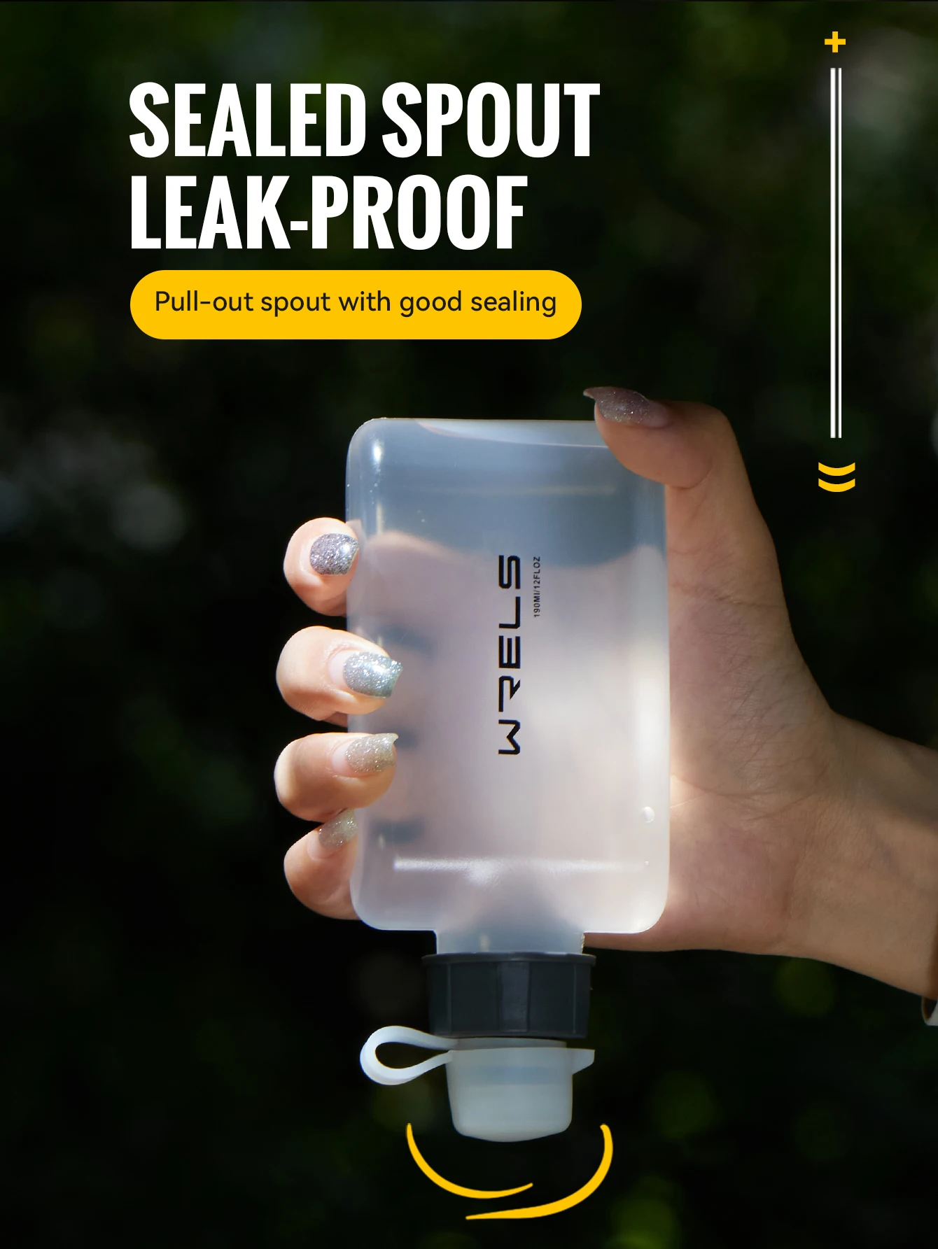 WRELS Zusammenklappbare Reise-Wasserflasche für Outdoor-Sport & Camping Wandern Leichte Laufflasche BPA-frei TPU Weiche Wasserflasche – Detail 8