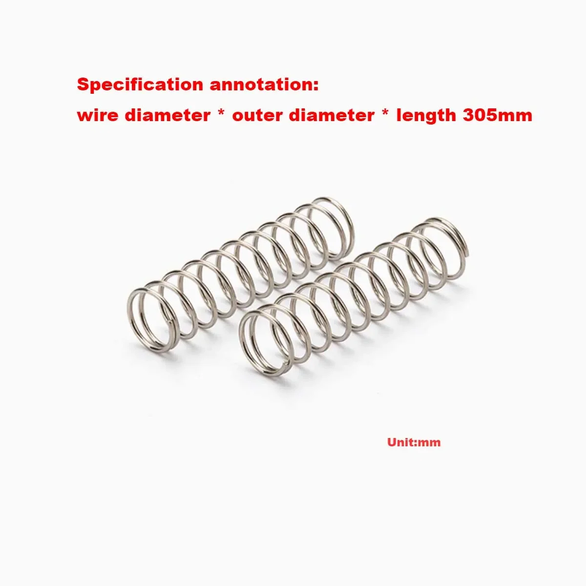 Ressort de compression en forme de Y, acier inoxydable 304, diamètre du fil 1.2mm, 1.5mm, 2mm de long, 305mm