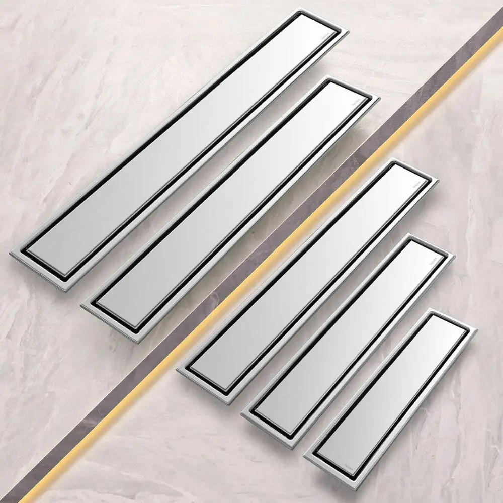 304 Stainless Steel Invisible Floor Drain Removable Cover Quick Drainage Rectangular Floor Drain Concealed Anti-Odor