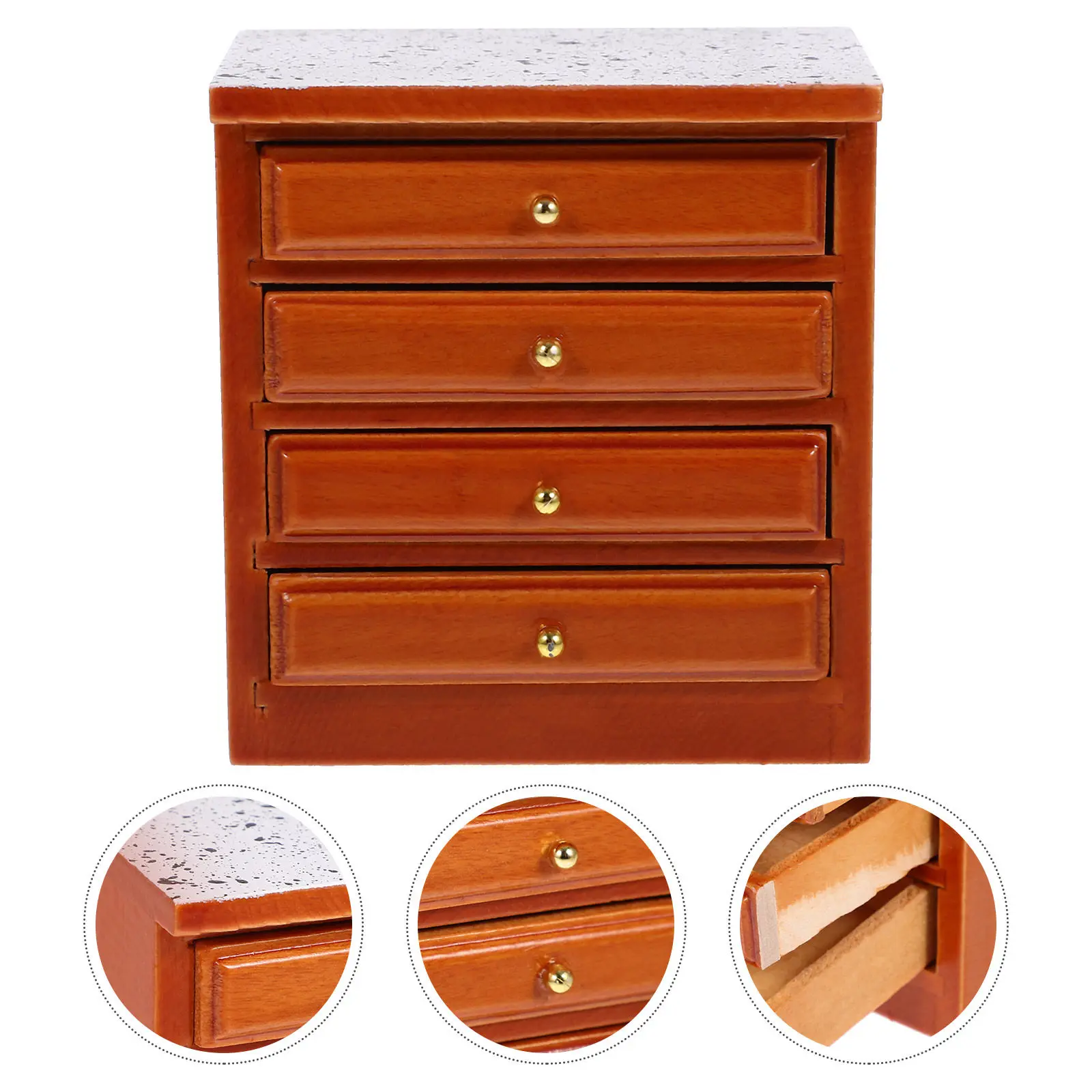 Handcrafted Miniature Bedside Cabinet with Authentic Details Suitable for Dollhouse Bedrooms Living Rooms Mini House Interior