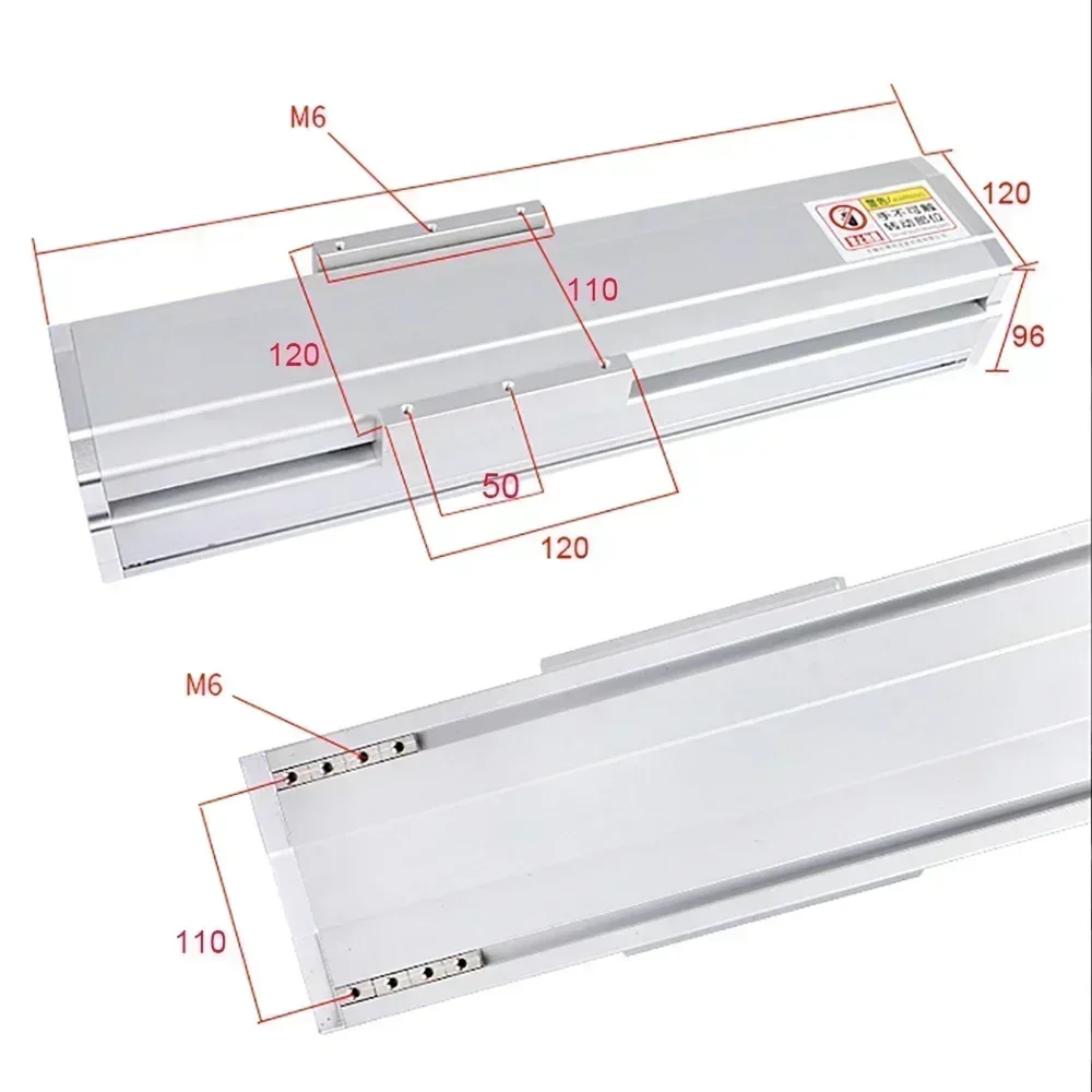 120 mm breiter, vollständig geschlossener Linearschienentisch, XYZ-Achse, CNC-Kugelumlaufspindel-Schiebetisch, robuster Nema 23 57 mm einachsiger Roboter