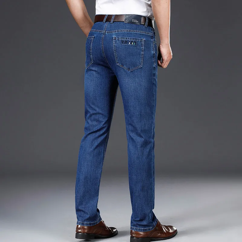 Mittleren Alters männer Jeans 2023 Sommer Business Casual High-End-Stretch Dad Lose Lange Hosen