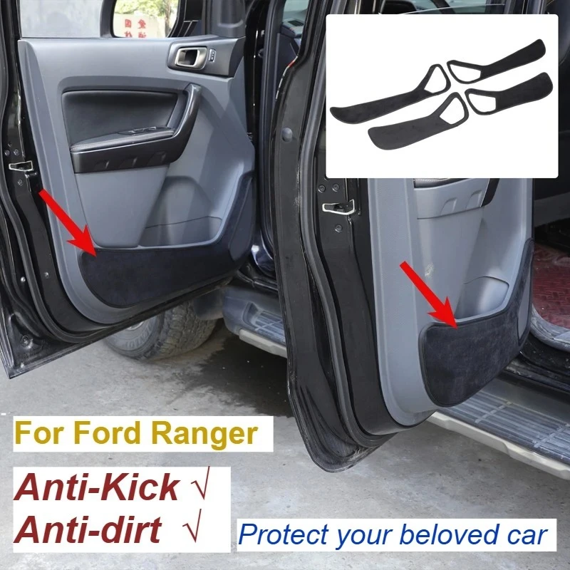 

Для Ford Ranger 2015-2021 бархатная дверь автомобиля, защита от ударов, грязи, крышка панели, накладка, наклейка, аксессуары для внутреннего автомобиля, 4 шт.