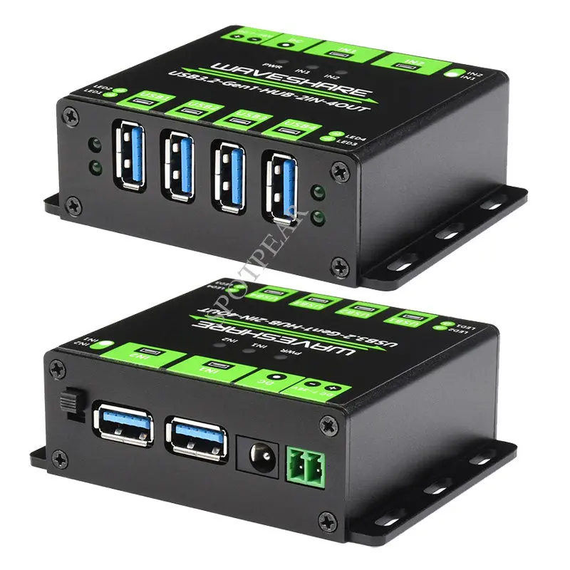 Industrial 4-Port USB3.2 Hub Dual Host Sharing  Switchable Multiple Protection Circuits