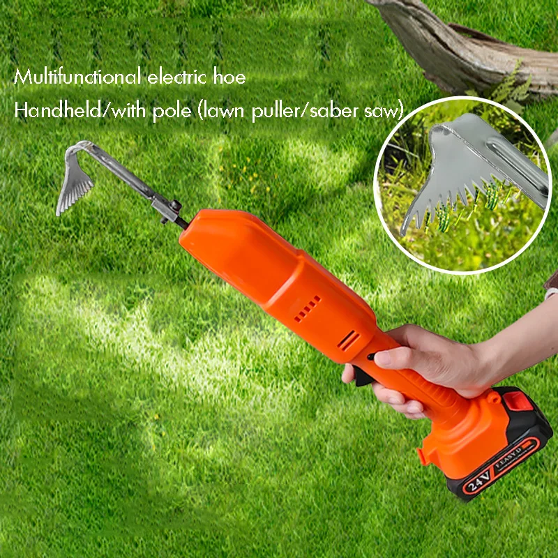Cordless Electric Tiller 1.5Ah Battery Working Width Electric Tiller Cultivator 4 Row Teeth for Lawns Greenhouse, Electric Hoe