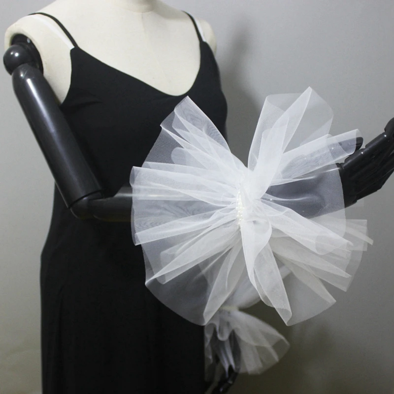 Stage performance photography bride gloves mesh removable hand sleeves wedding accessories puffy tulle false cuffs