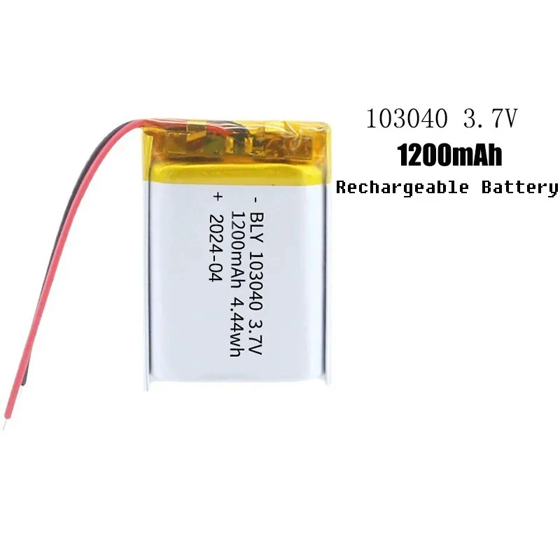 103040 3.7V 1200mAh Polymer Lithium Rechargeable Battery for GPS Navigator MP3/4/5 Bluetooth Headset PS4 Batteries Diy Tools