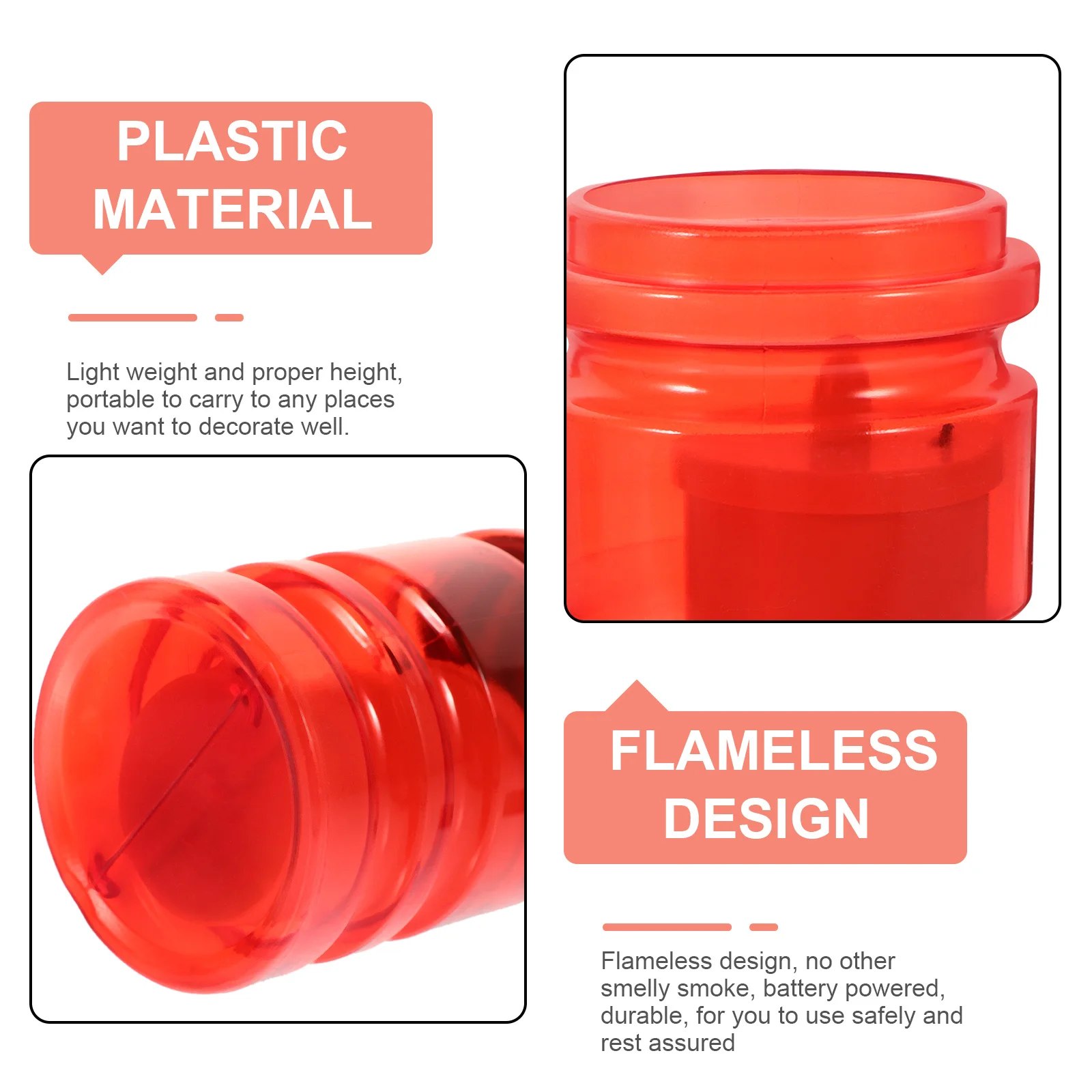 

2Pcs LED Flameless Lights Powered Safe Decorative Pillar Lamps for Outdoor Indoor Religious Prayer Ambient