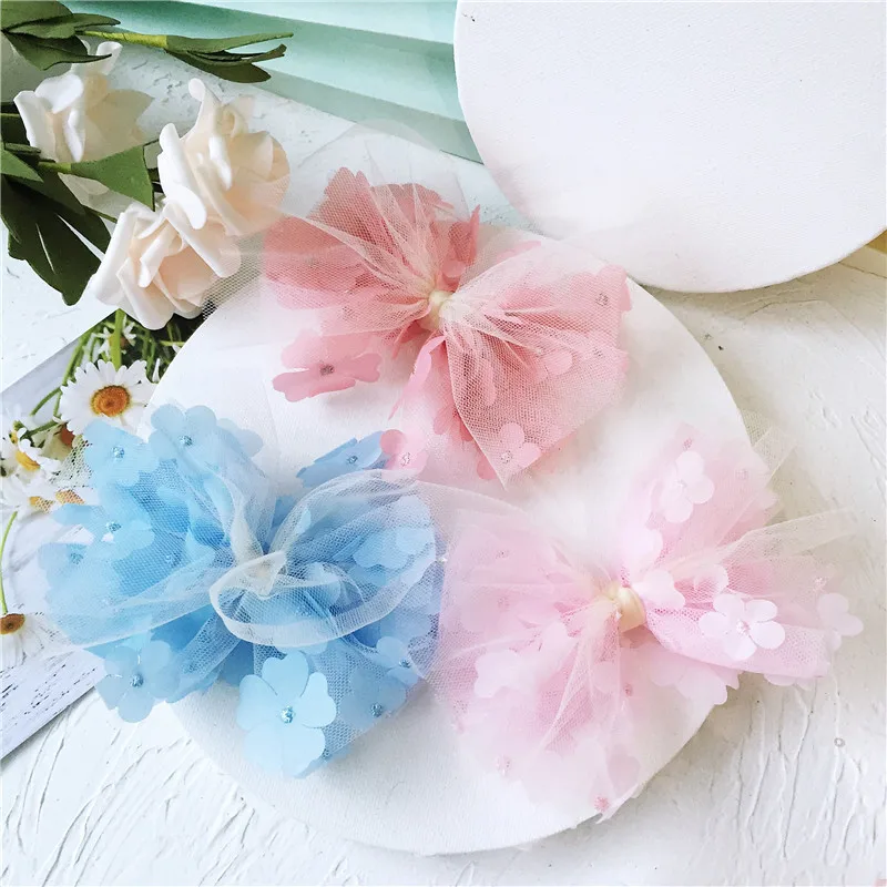 Gorgeous Gradient Five-Petal Flower Mesh Butterfly Bow for Kids Hair Accessory hair clips for girls